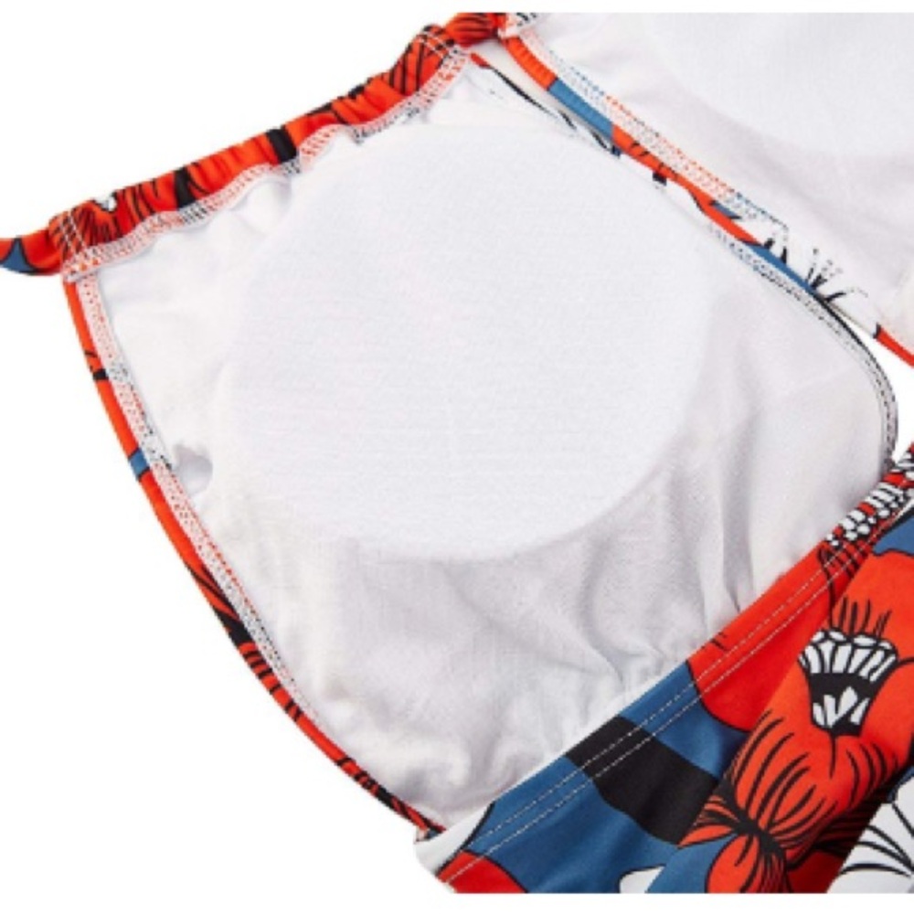 2BPrity Women's Blue & Red Floral Halter One Piece Swimsuit Size Medium (10) - Picture 9 of 10